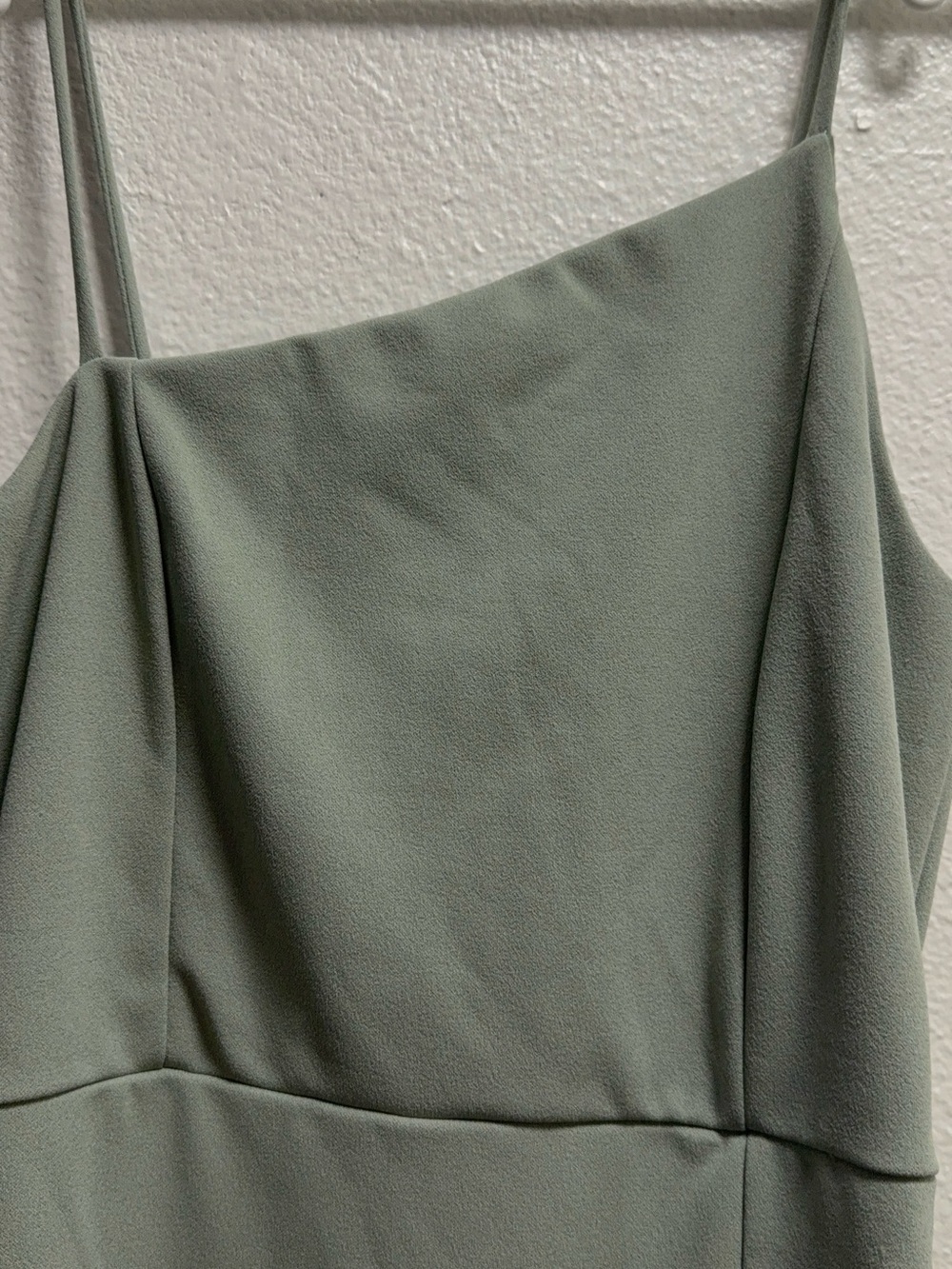 Lulu's Sage Green One-Shoulder High Slit Maxi Dress size L - Picture 5 of 8